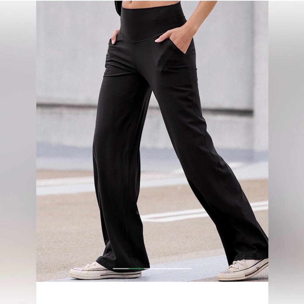 Aerie Real Me XTRA High Waisted Trouser Black Large Long
